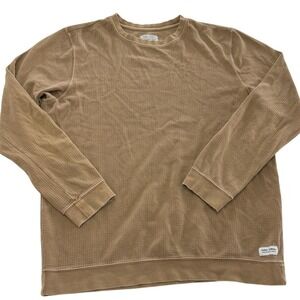 Banks Journal Shirt Mens Large Brown Thermal Waffle Knit Crewneck Long Sleeve